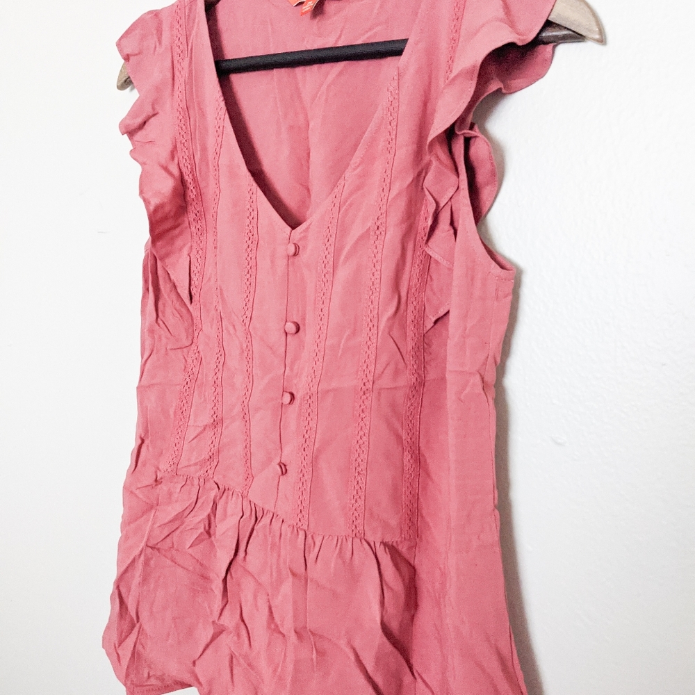 Modcloth coral peplum short sleeve shirt - Picture 4 of 5